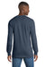 Port & Company PC54LS Mens Core Long Sleeve Crewneck T-Shirt Heather Navy Blue Model Back