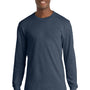 Port & Company Mens Core Long Sleeve Crewneck T-Shirt - Heather Navy Blue