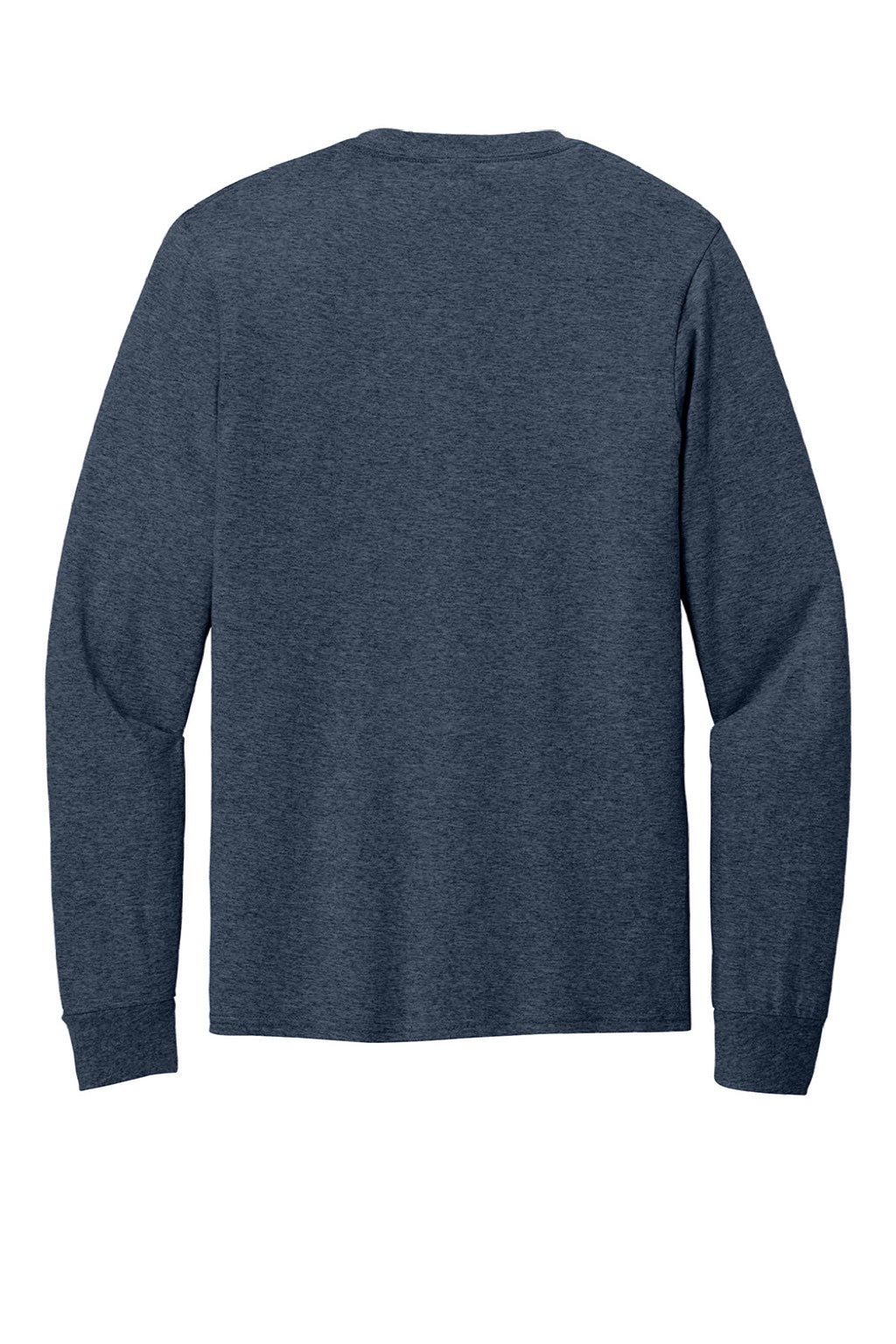 Port & Company PC54LS Mens Core Long Sleeve Crewneck T-Shirt Heather Navy Blue Flat Back