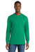 Port & Company PC54LS Mens Core Long Sleeve Crewneck T-Shirt Kelly Green Model Front