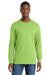 Port & Company PC54LS Mens Core Long Sleeve Crewneck T-Shirt Lime Green Model Front
