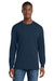 Port & Company PC54LS Mens Core Long Sleeve Crewneck T-Shirt Navy Blue Model Front