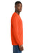 Port & Company PC54LS Mens Core Long Sleeve Crewneck T-Shirt Orange Model Side