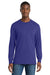 Port & Company PC54LS Mens Core Long Sleeve Crewneck T-Shirt Purple Model Front