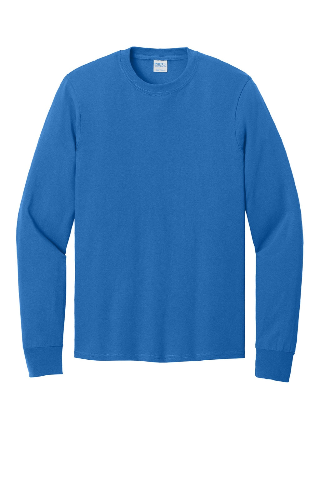 Port & Company PC54LS Mens Core Long Sleeve Crewneck T-Shirt Royal Blue Flat Front