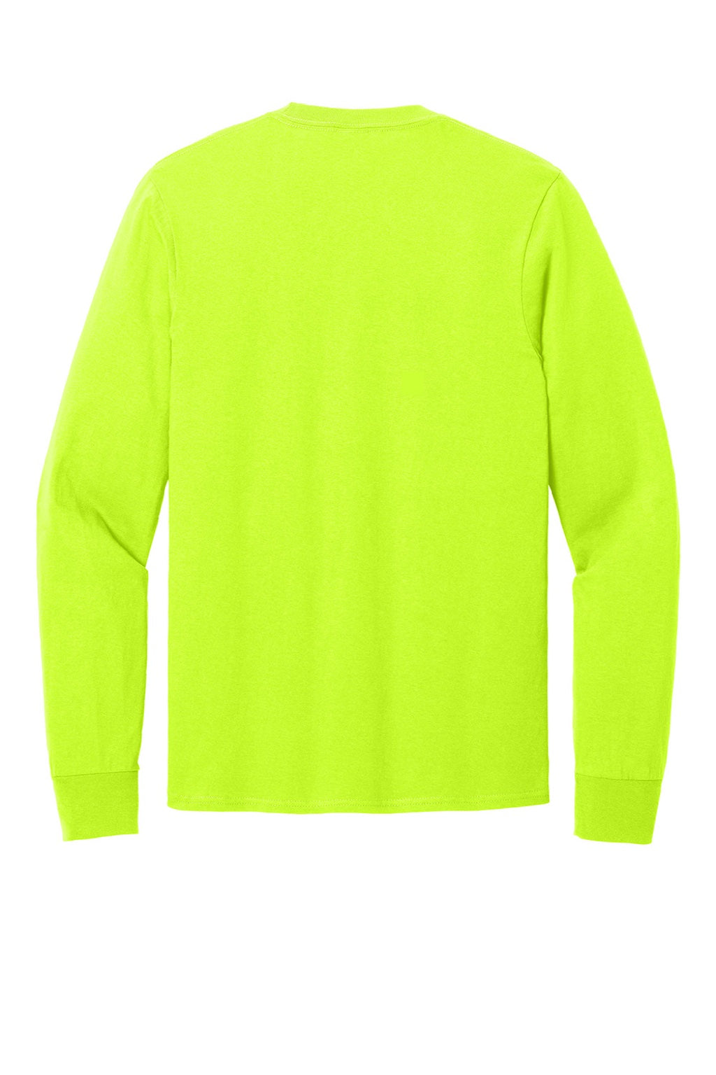 Port & Company PC54LS Mens Core Long Sleeve Crewneck T-Shirt Safety Green Flat Back