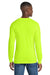 Port & Company PC54LS Mens Core Long Sleeve Crewneck T-Shirt Safety Green Model Back