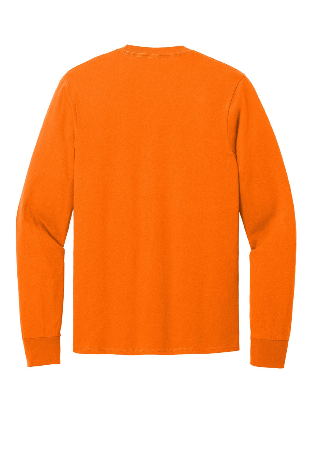 Port & Company PC54LS Mens Core Long Sleeve Crewneck T-Shirt Safety Orange Flat Back