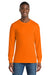 Port & Company PC54LS Mens Core Long Sleeve Crewneck T-Shirt Safety Orange Model Front