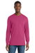 Port & Company PC54LS Mens Core Long Sleeve Crewneck T-Shirt Sangria Pink Model Front