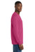 Port & Company PC54LS Mens Core Long Sleeve Crewneck T-Shirt Sangria Pink Model Side