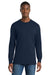 Port & Company PC54LS Mens Core Long Sleeve Crewneck T-Shirt True Navy Blue Model Front
