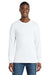 Port & Company PC54LS Mens Core Long Sleeve Crewneck T-Shirt White Model Front