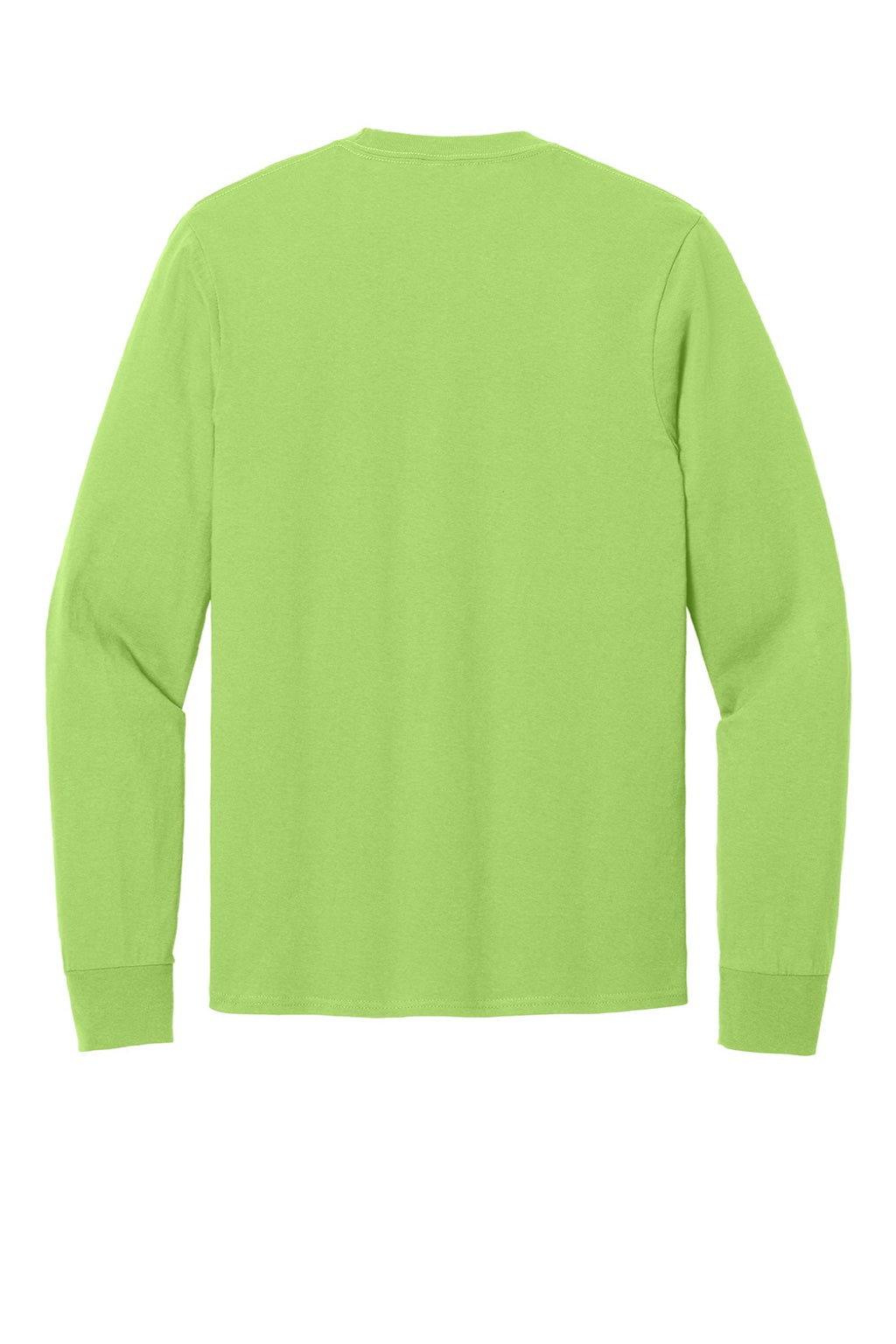 Port & Company PC54LS Mens Core Long Sleeve Crewneck T-Shirt Lime Green Flat Back