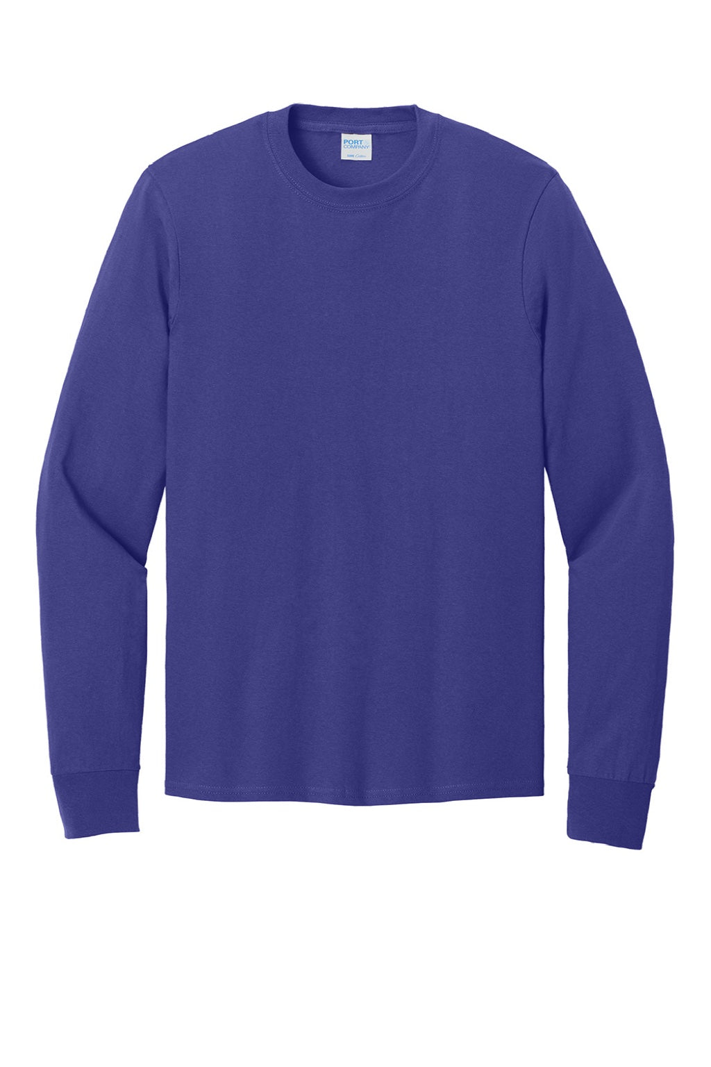 Port & Company PC54LS Mens Core Long Sleeve Crewneck T-Shirt Purple Flat Front