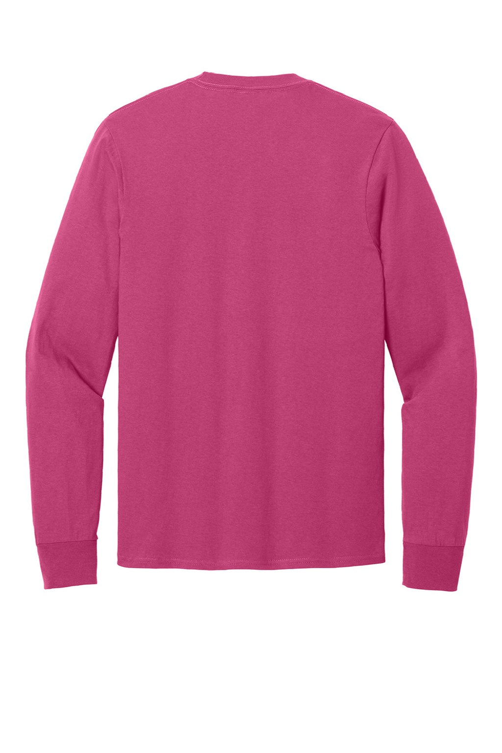 Port & Company PC54LS Mens Core Long Sleeve Crewneck T-Shirt Sangria Pink Flat Back