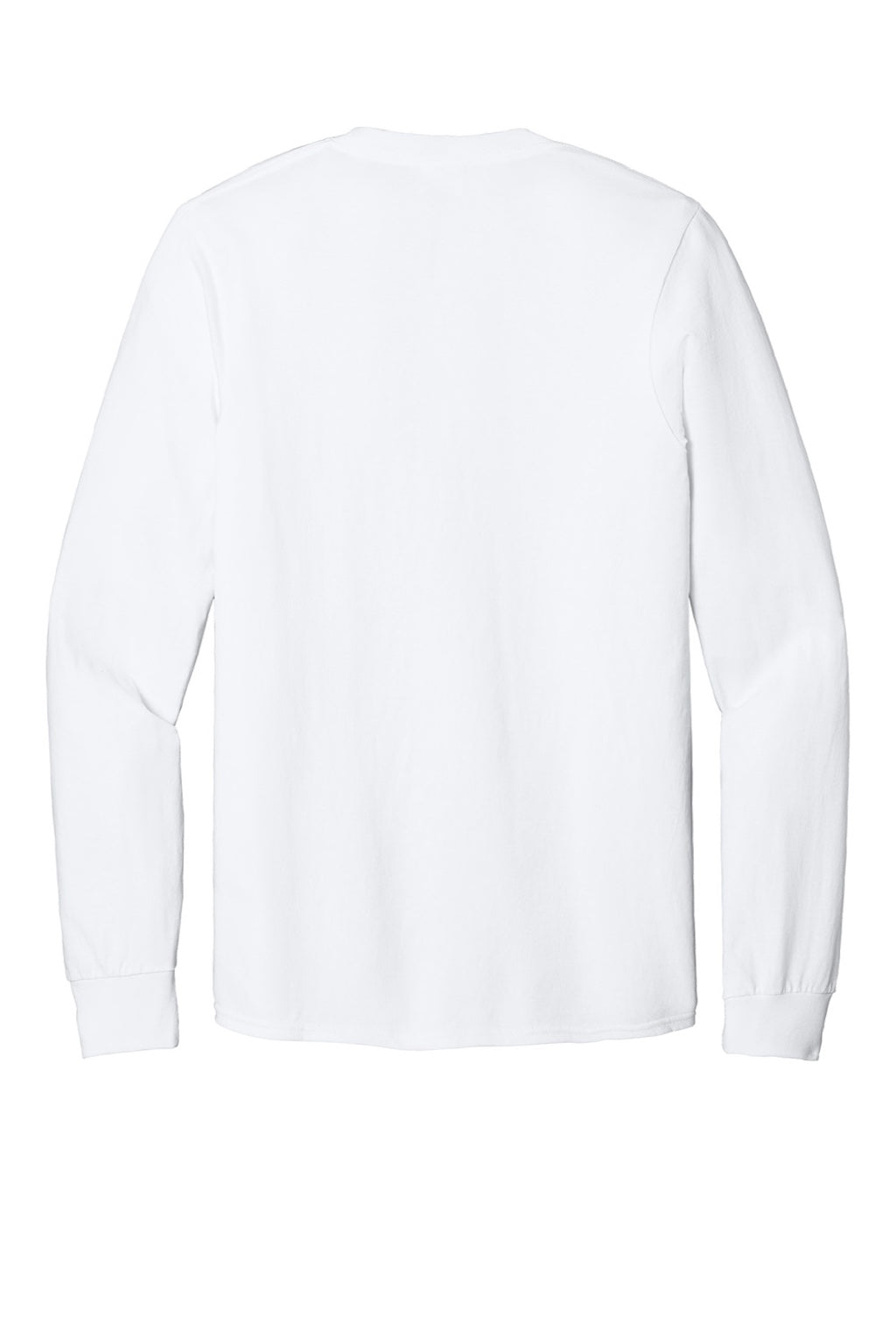 Port & Company PC54LS Mens Core Long Sleeve Crewneck T-Shirt White Flat Back