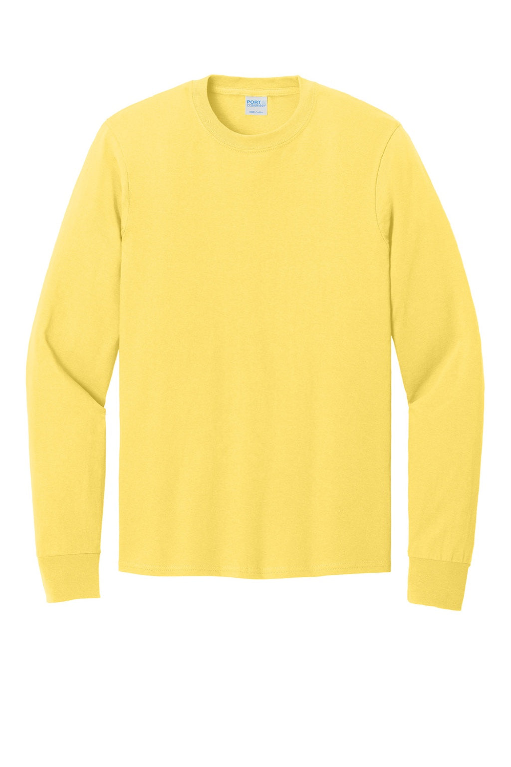 Port & Company PC54LS Mens Core Long Sleeve Crewneck T-Shirt Yellow Flat Front