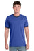 Port & Company PC54R Mens Core Ringer Short Sleeve Crewneck T-Shirt Heather Royal Blue/Navy Blue Model Front