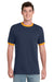 Port & Company PC54R Mens Core Ringer Short Sleeve Crewneck T-Shirt Navy Blue/Gold Model Front