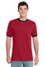 Port & Company PC54R Mens Core Ringer Short Sleeve Crewneck T-Shirt Red/Jet Black Model Front