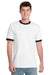 Port & Company PC54R Mens Core Ringer Short Sleeve Crewneck T-Shirt White/Jet Black Model Front