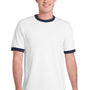Port & Company Mens Core Ringer Short Sleeve Crewneck T-Shirt - White/Navy Blue