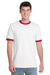 Port & Company PC54R Mens Core Ringer Short Sleeve Crewneck T-Shirt White/Red Model Front