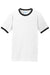 Port & Company PC54R Mens Core Ringer Short Sleeve Crewneck T-Shirt White/Jet Black Flat Front