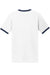 Port & Company PC54R Mens Core Ringer Short Sleeve Crewneck T-Shirt White/Navy Blue Flat Back