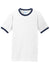 Port & Company PC54R Mens Core Ringer Short Sleeve Crewneck T-Shirt White/Navy Blue Flat Front
