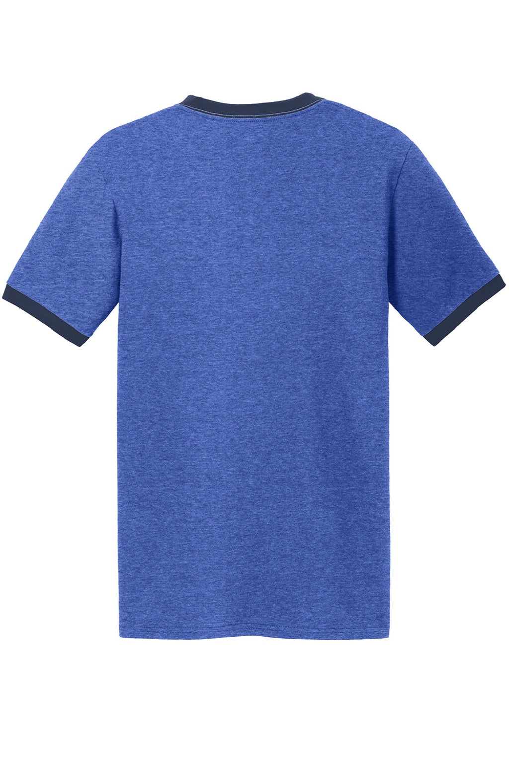 Port & Company PC54R Mens Core Ringer Short Sleeve Crewneck T-Shirt Heather Royal Blue/Navy Blue Flat Back