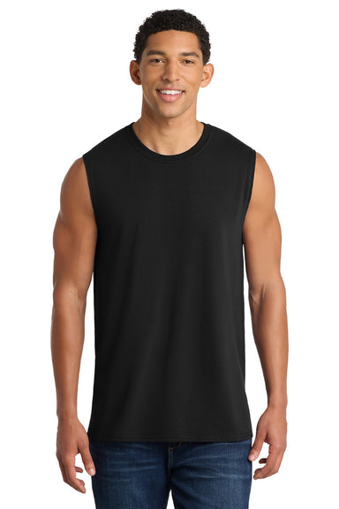 Port & Company PC54SL Mens Core Tank Top Jet Black Model Front