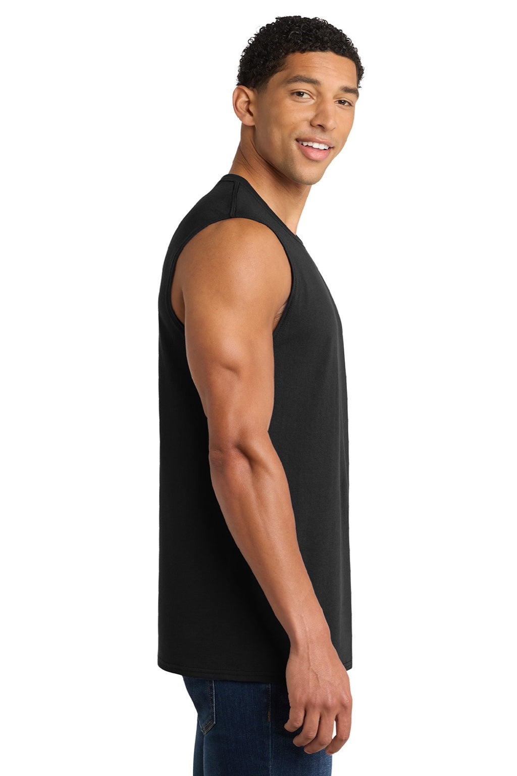 Port & Company PC54SL Mens Core Tank Top Jet Black Model Side