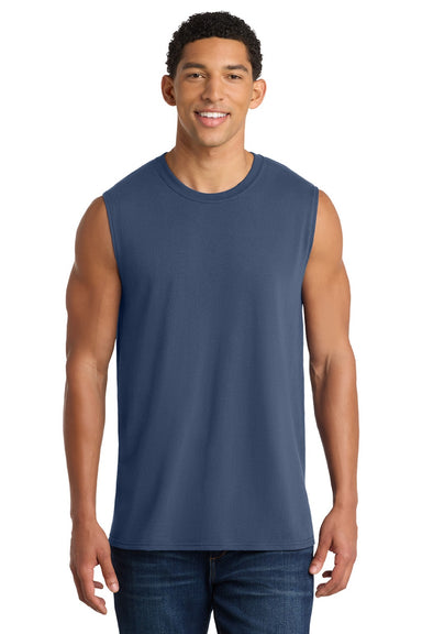 Port & Company PC54SL Mens Core Tank Top Navy Blue Model Front