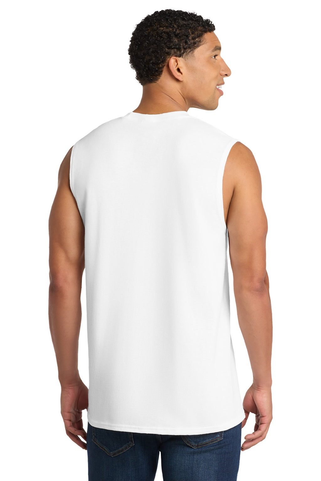 Port & Company PC54SL Mens Core Tank Top White Model Back