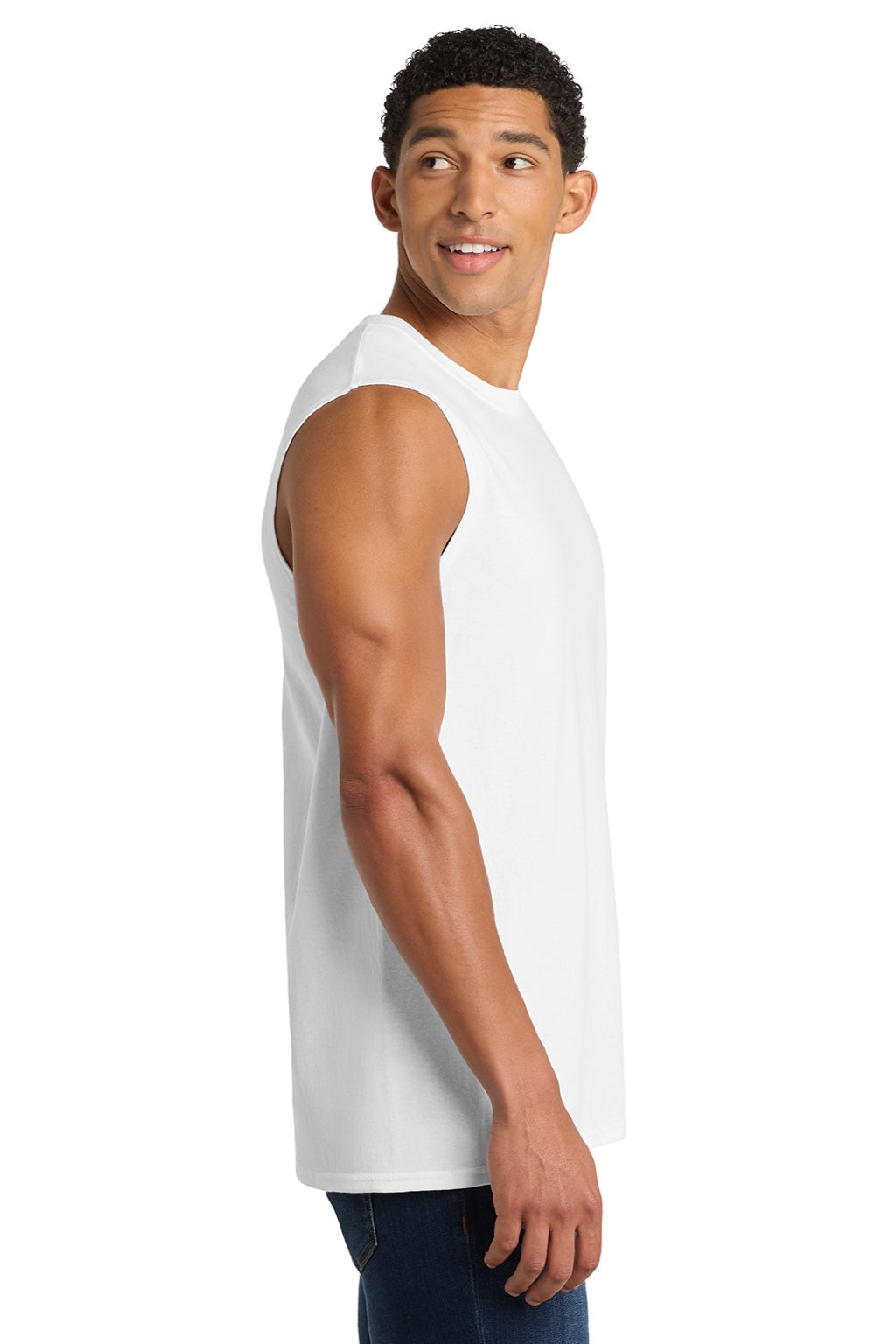 Port & Company PC54SL Mens Core Tank Top White Model Side