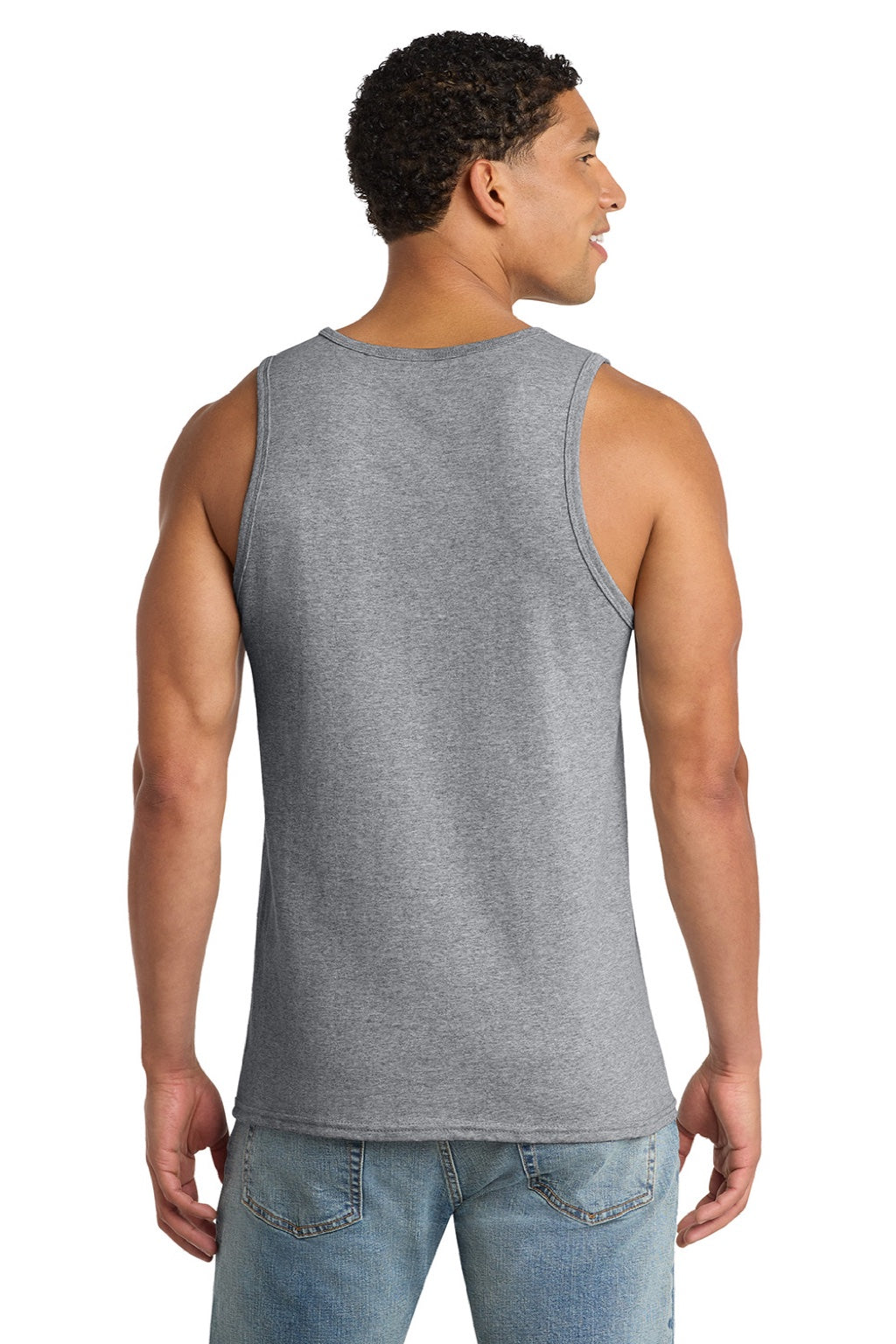 Port & Company PC54TT Mens Core Tank Top Heather Grey Model Back