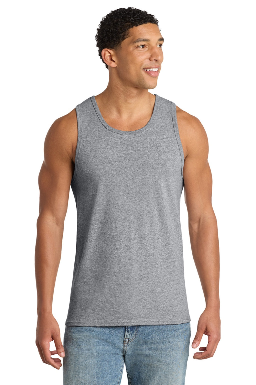 Port & Company PC54TT Mens Core Tank Top Heather Grey Model Front