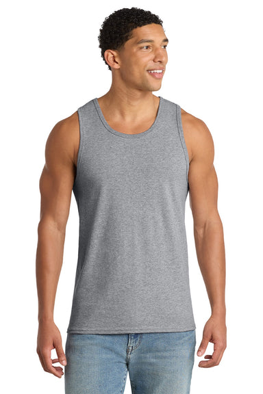 Port & Company PC54TT Mens Core Tank Top Heather Grey Model Front