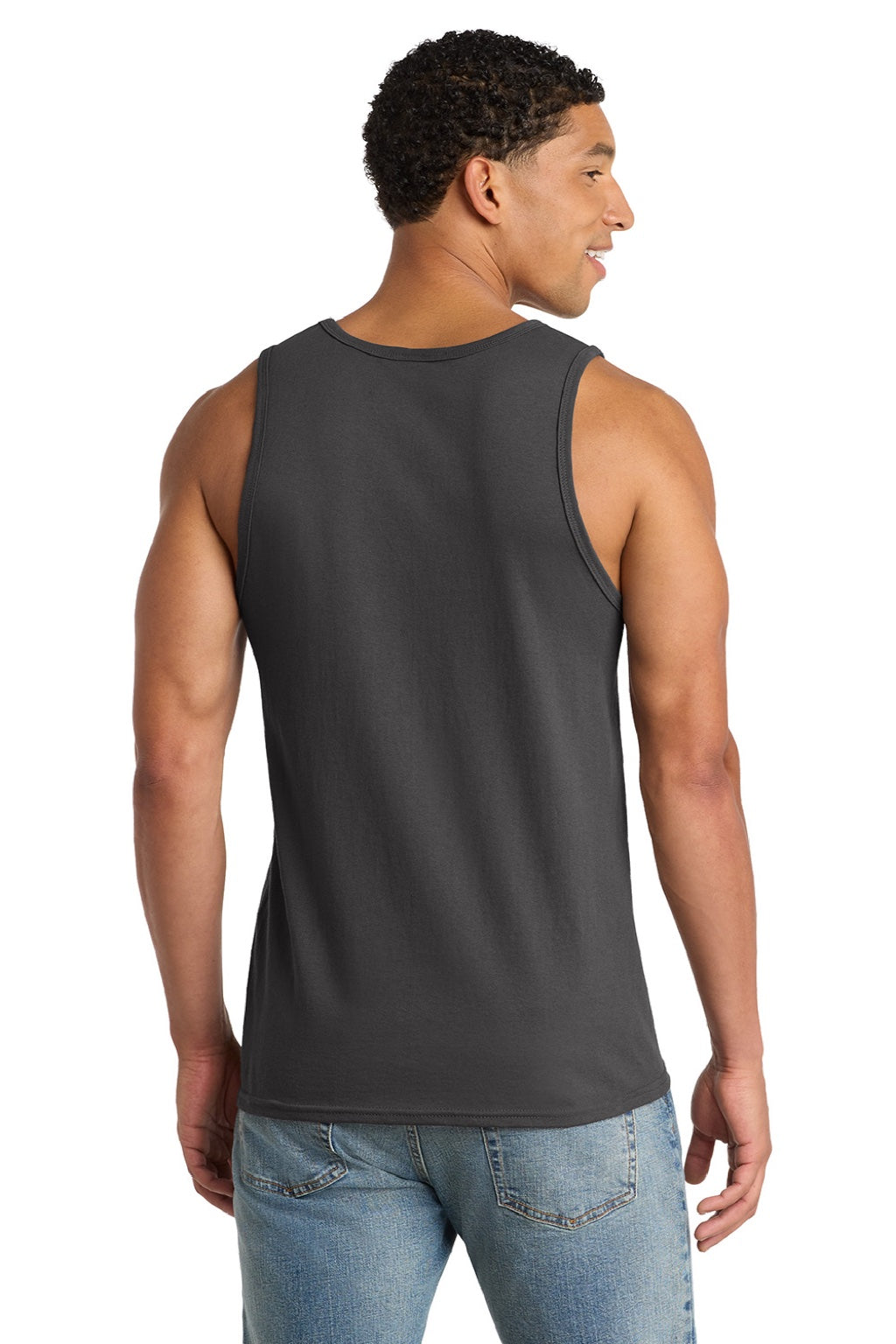 Port & Company PC54TT Mens Core Tank Top Charcoal Grey Model Back