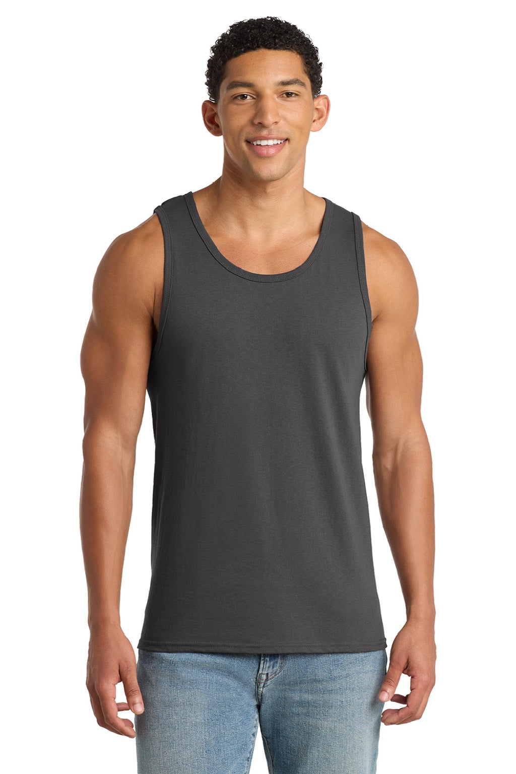 Port & Company PC54TT Mens Core Tank Top Charcoal Grey Model Front