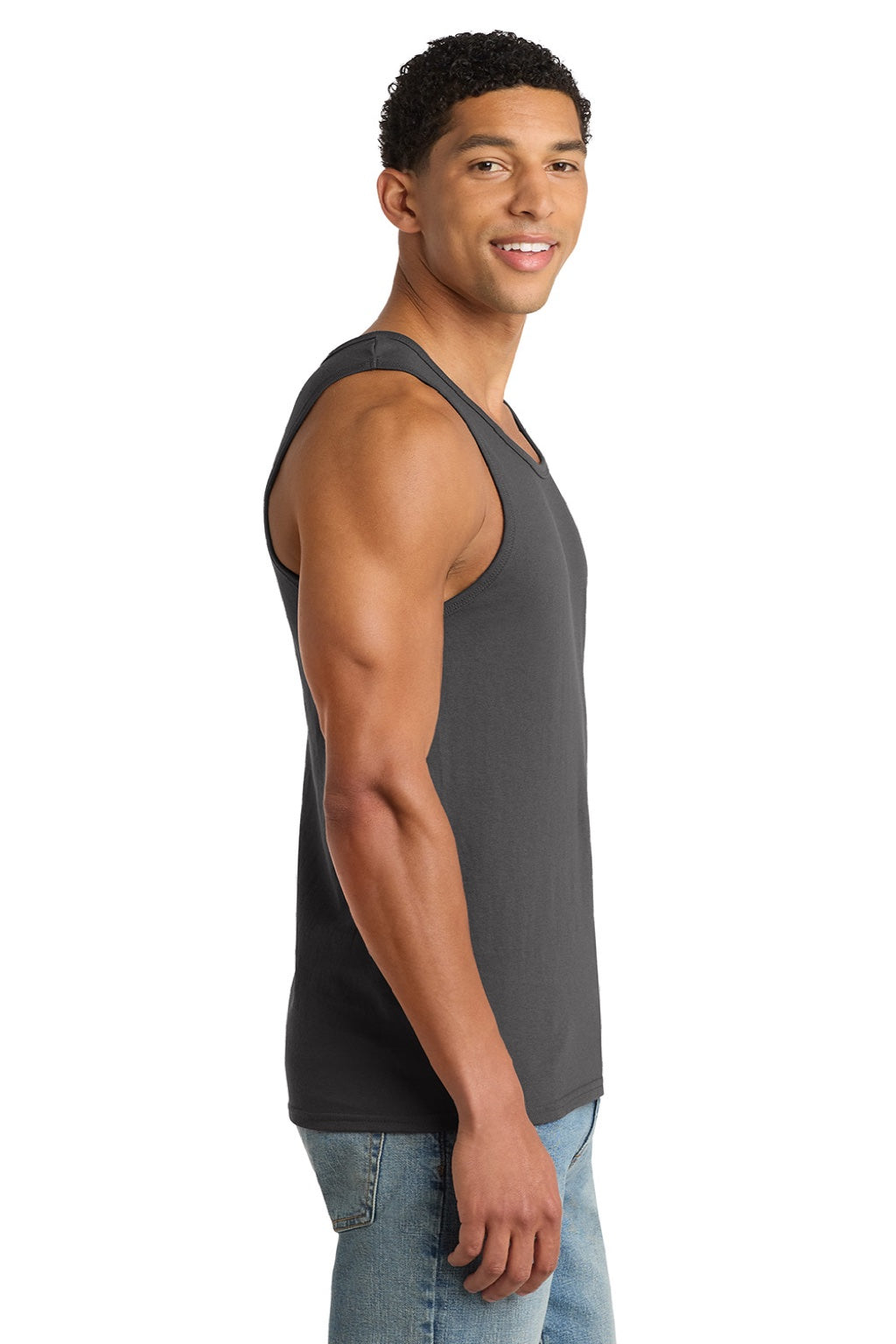 Port & Company PC54TT Mens Core Tank Top Charcoal Grey Model Side