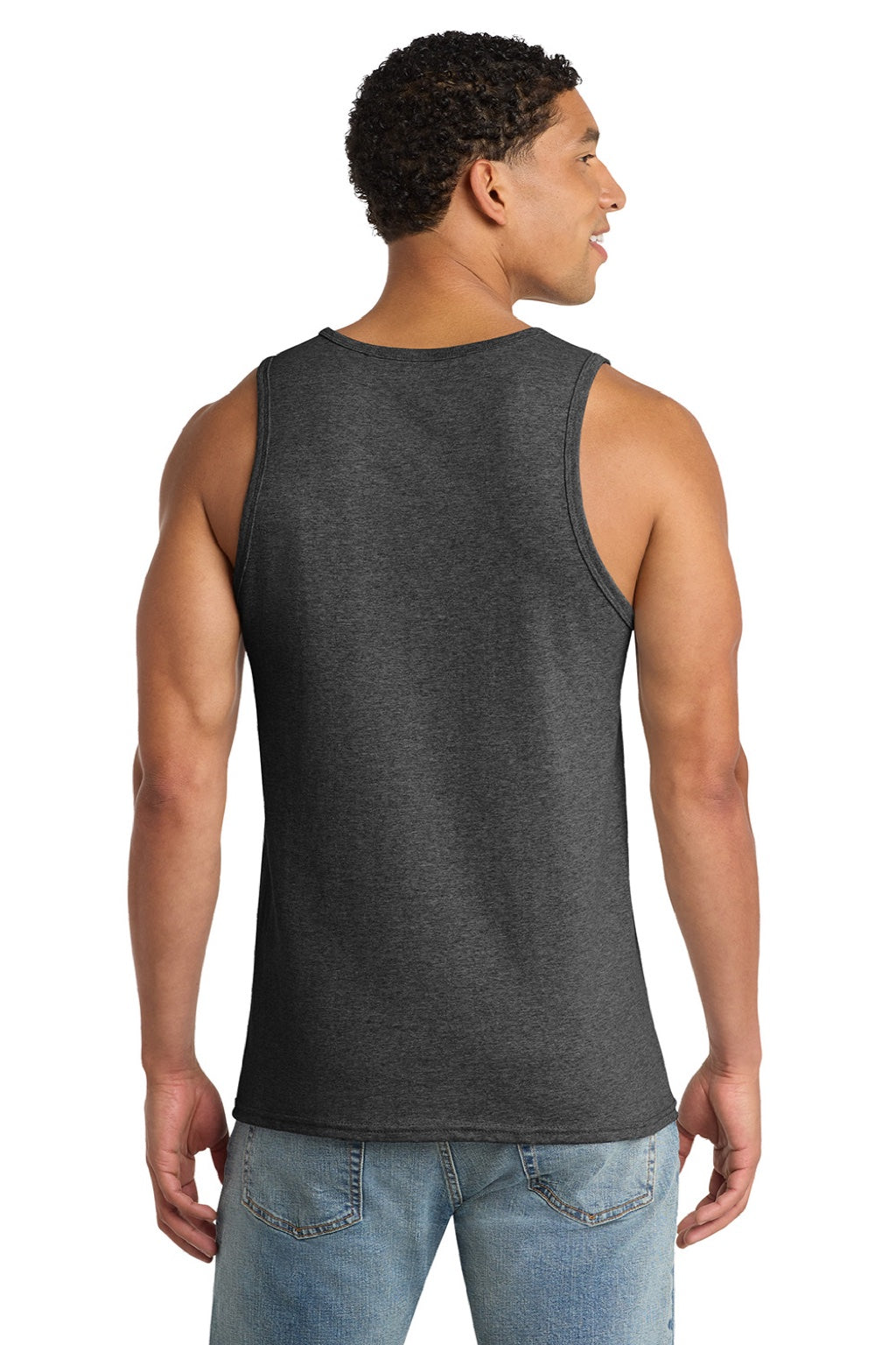 Port & Company PC54TT Mens Core Tank Top Heather Dark Grey Model Back