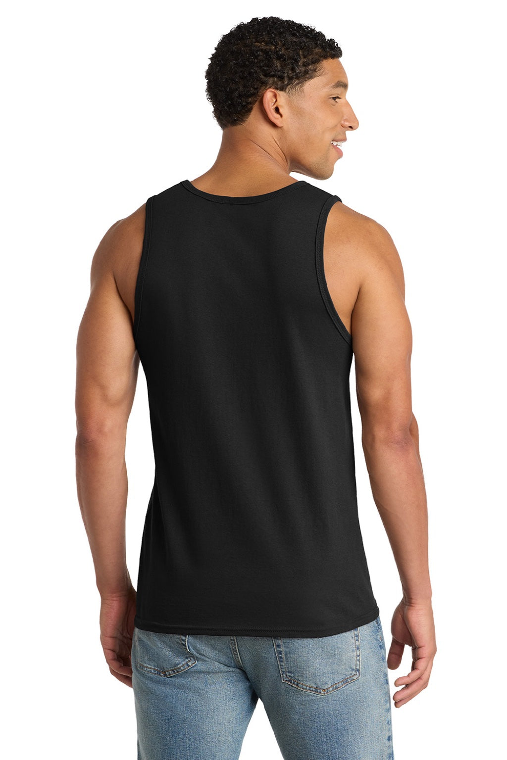 Port & Company PC54TT Mens Core Tank Top Jet Black Model Back
