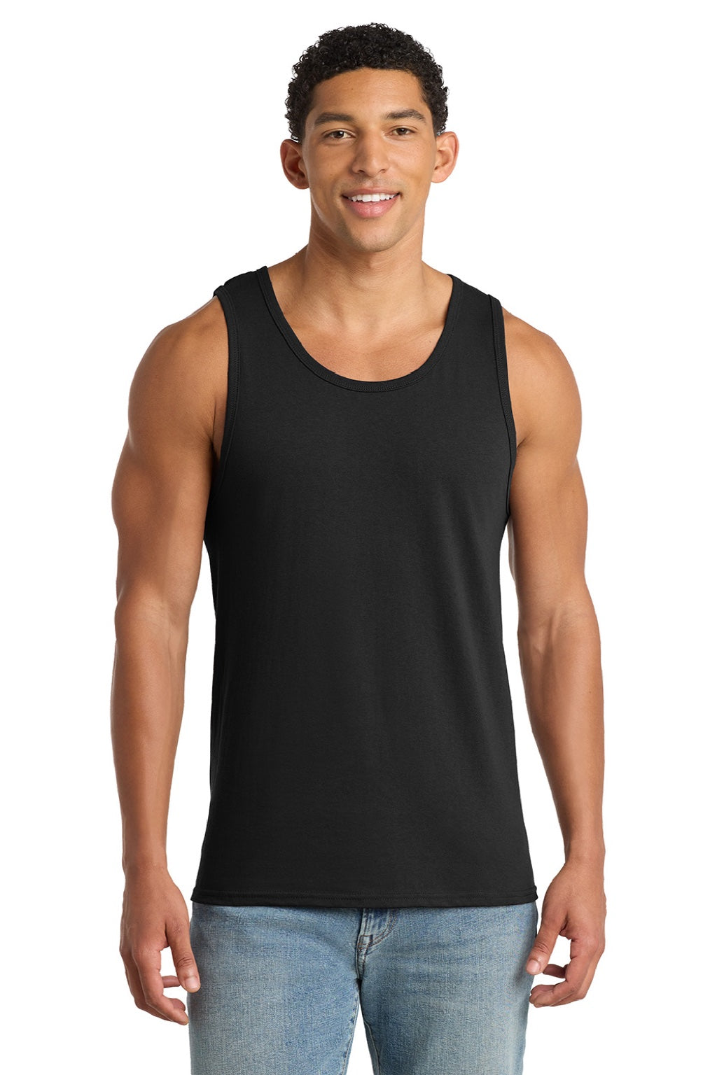 Port & Company PC54TT Mens Core Tank Top Jet Black Model Front