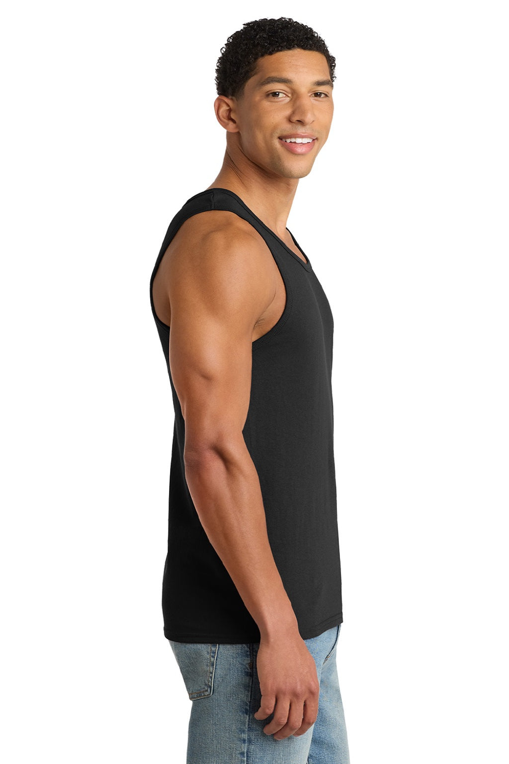Port & Company PC54TT Mens Core Tank Top Jet Black Model Side