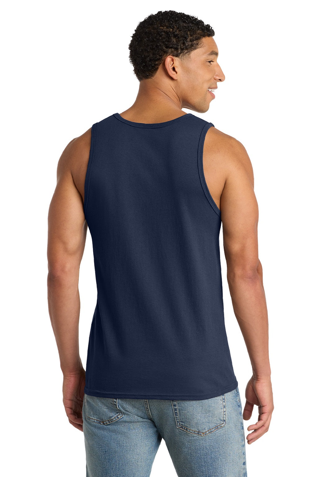 Port & Company PC54TT Mens Core Tank Top Navy Blue Model Back