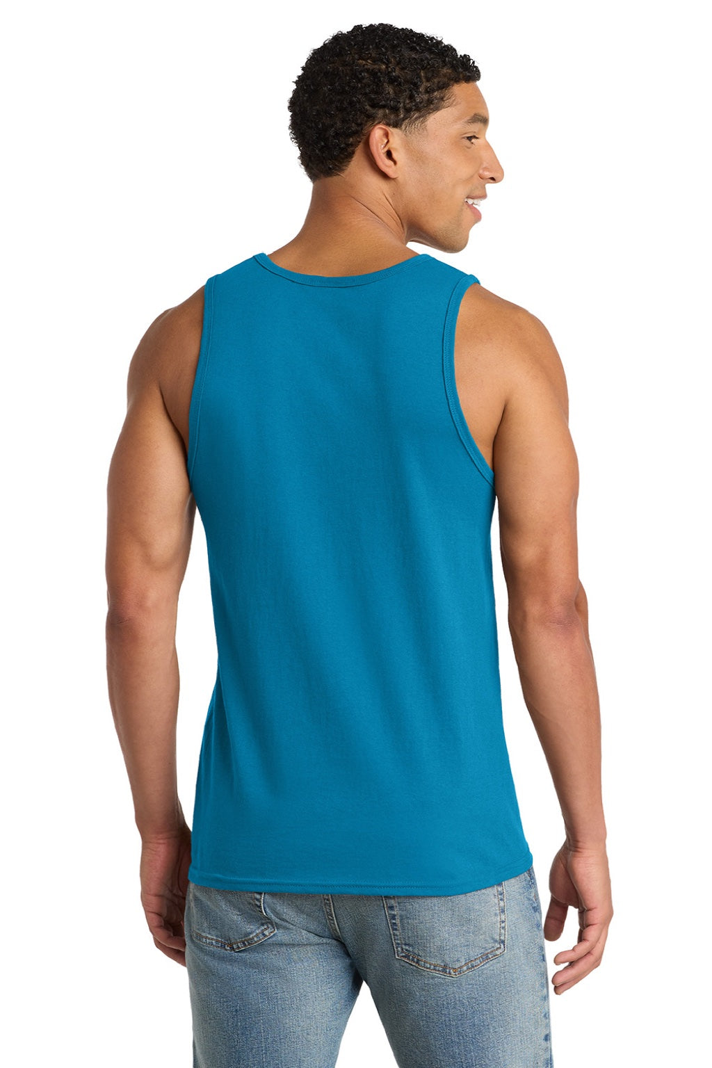 Port & Company PC54TT Mens Core Tank Top Neon Blue Model Back