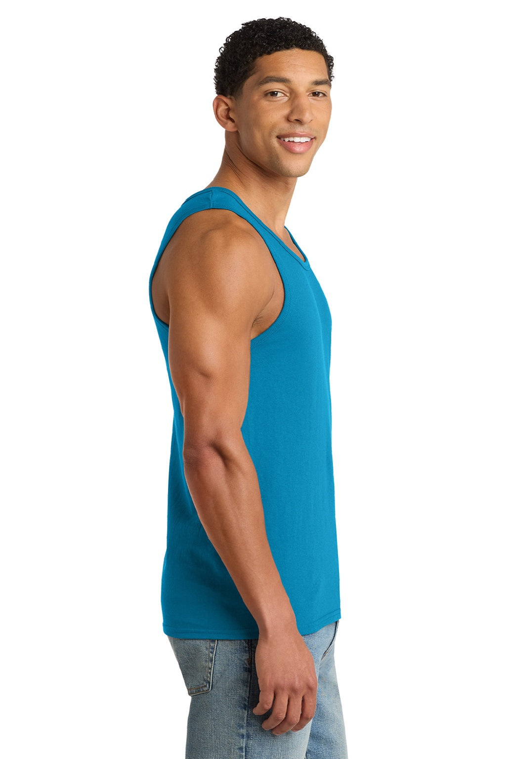 Port & Company PC54TT Mens Core Tank Top Neon Blue Model Side